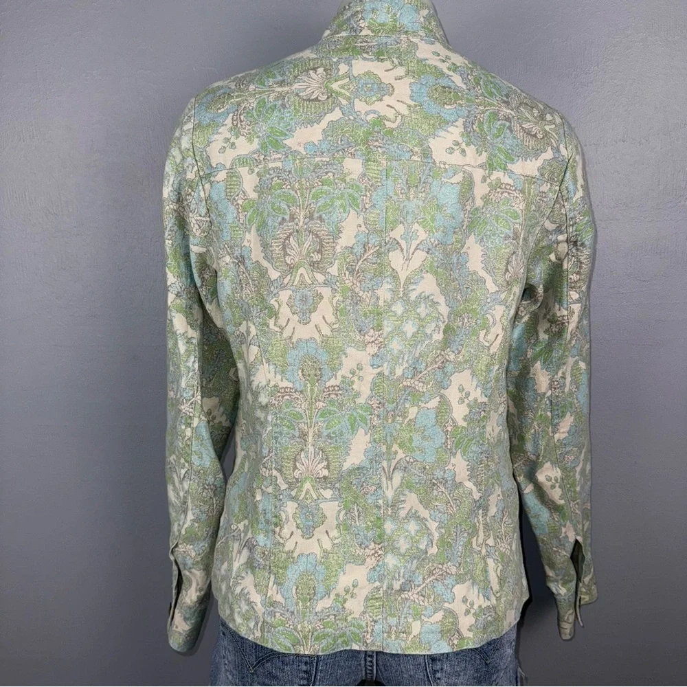 Charter Club 100% Linen‎ Floral Multi Color Blazer Jacket Women’s S With Pockets